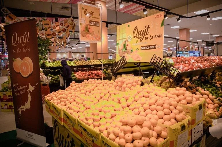 Năm 2021 quýt Unshu của Nhật Bản giá 269.000 đồng/kg được bán ở siêu thị Aeon tại Việt Nam