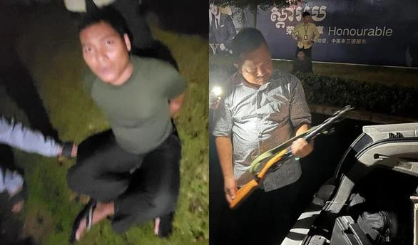 Cảnh sát Campuchia bắt nghi phạm buôn người trong chiến dịch truy quét ngày 26-8 - Ảnh: KHMER TIMES Cảnh sát Campuchia bắt nghi phạm buôn người trong chiến dịch truy quét ngày 26-8 - Ảnh: KHMER TIMES