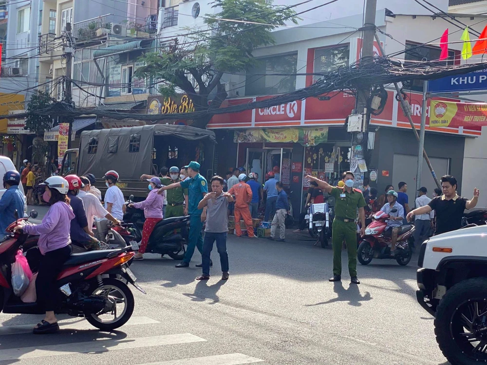 Hiện trường được công an phong toả để phục vụ công tác điều tra