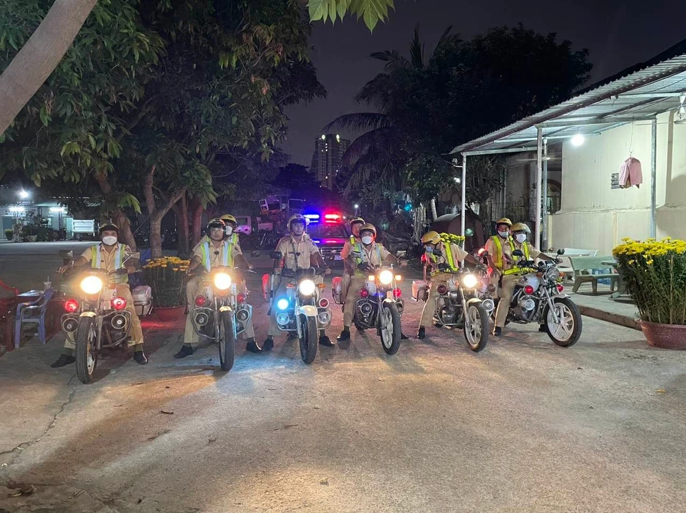 Đội CSGT-TT Công an TP Thủ Đức xuất quân đảm bảo trật tự an toàn giao thông trong dịp lễ Tết. Ảnh: TS