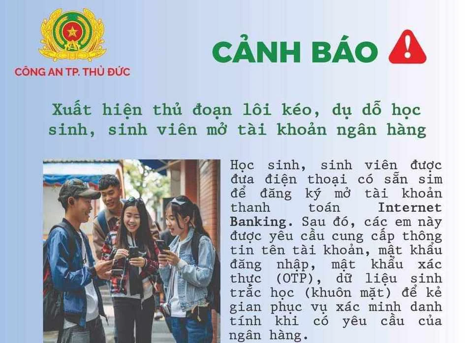 Thủ đoạn lôi kéo, dụ dỗ học sinh, sinh viên mở tài khoản ngân hàng