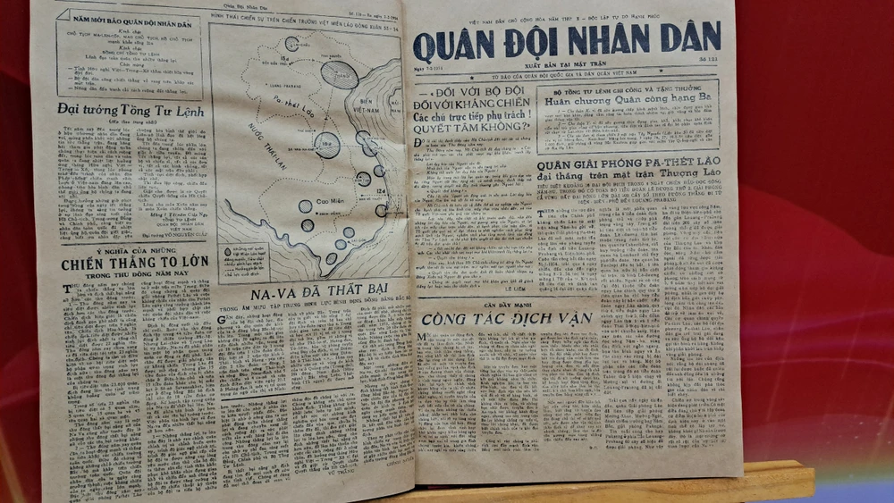 Triển lãm các số báo Quân đội Nhân dân xuất bản tại chiến trường Điện Biên Phủ 70 năm trước