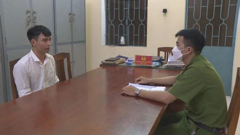 Trần Xuân Hải tại cơ quan công an. Ảnh: BĐO