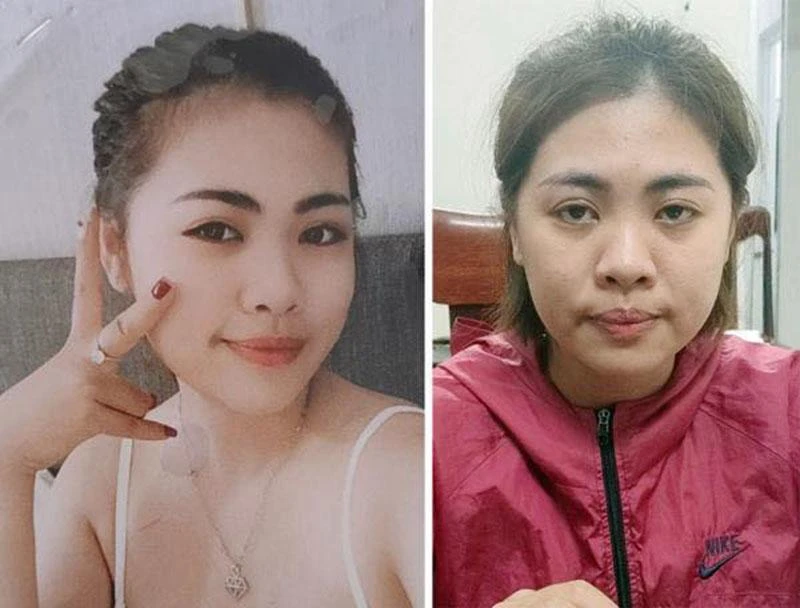 Hình ảnh Nguyễn Thị Kim Chi đăng trên Facebook và tại cơ quan công an. Ảnh: CACC