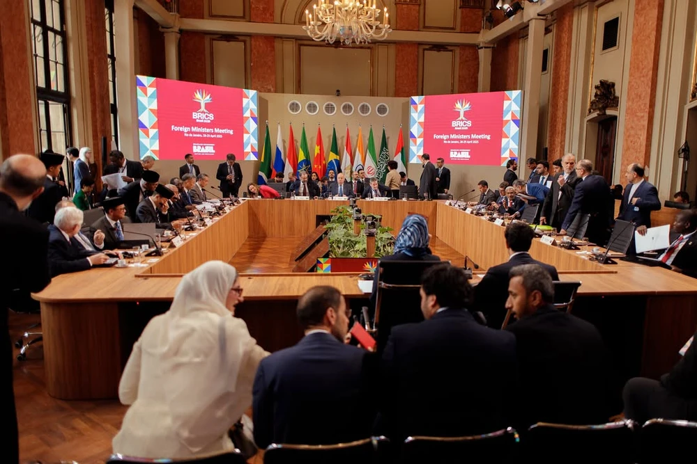 Hội nghị Bộ trưởng Ngoại giao BRICS tại Rio de Janeiro (Brazil) hôm 28-4. Ảnh: BRICS