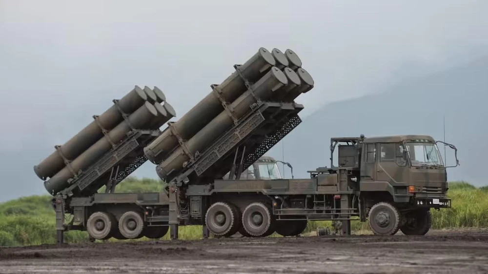 Tên lửa hành trình đất đối hạm Type 12 của Nhật - một phiên bản nâng cấp từ Type 88. Ảnh: NIKKEI ASIA