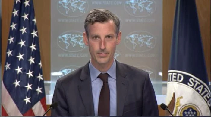 Phát ngôn viên Bộ Ngoại giao Mỹ Ned Price trong cuộc họp báo ở thủ đô Washington D.C. (Mỹ) ngày 31-10. Ảnh: YONHAP