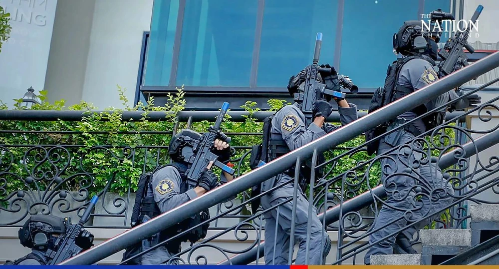 Cảnh sát Thái Lan diễn tập an ninh trước thềm hội nghị APEC ngày 14-11. Ảnh: THE NATION THAILAND