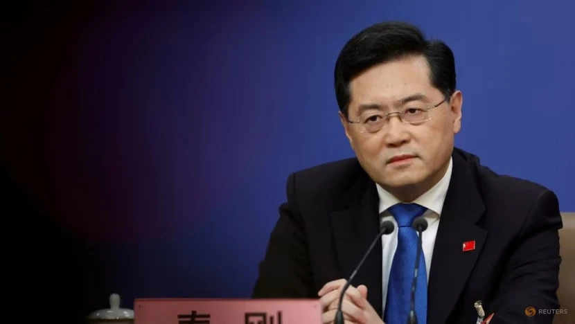 Bộ trưởng Ngoại giao Trung Quốc Tần Cương tham dự một cuộc họp báo bên lề Đại hội Đại biểu Nhân dân Toàn quốc tại thủ đô Bắc Kinh (TQ) ngày 7-3. Ảnh: REUTERS