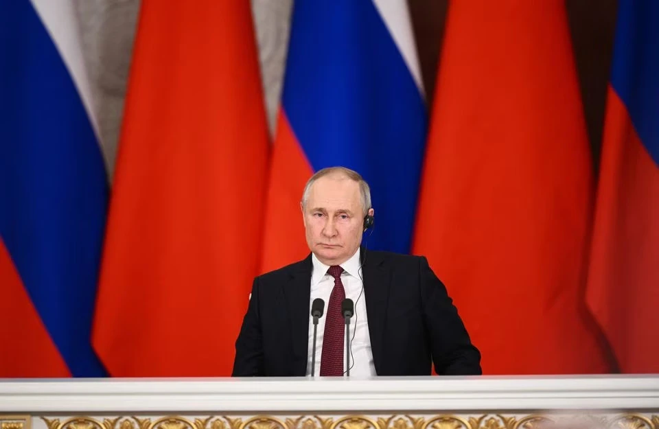 Tổng thống Nga Vladimir Putin dự họp báo sau cuộc gặp với Chủ tịch Trung Quốc Tập Cận Bình ở thủ đô Moscow (Nga) ngày 21-3. Ảnh: SPUTNIK