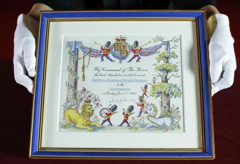 Thư mời tham dự lễ đăng quang của Nữ hoàng Elizabeth II. Ảnh: REUTERS