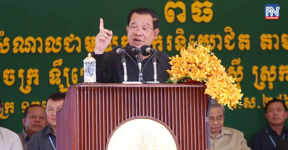 Thủ tướng Camphuchia - ông Hun Sen phát biểu tại tỉnh Kampong Cham (Campuchia) ngày 16-6. Ảnh: KHMER TIMES