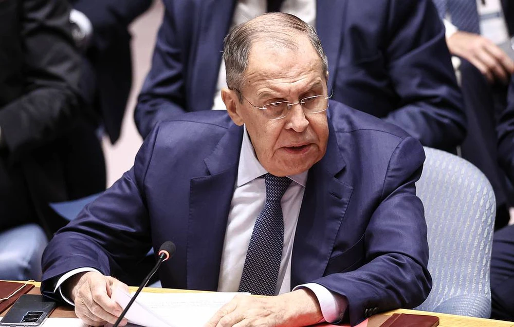 Ngoại trưởng Nga Sergei Lavrov phát biểu tại cuộc họp cấp cao của HĐBA LHQ về tình hình Ukraine ngày 20-9 tại trụ sở LHQ, TP New York (Mỹ). Ảnh: TASS