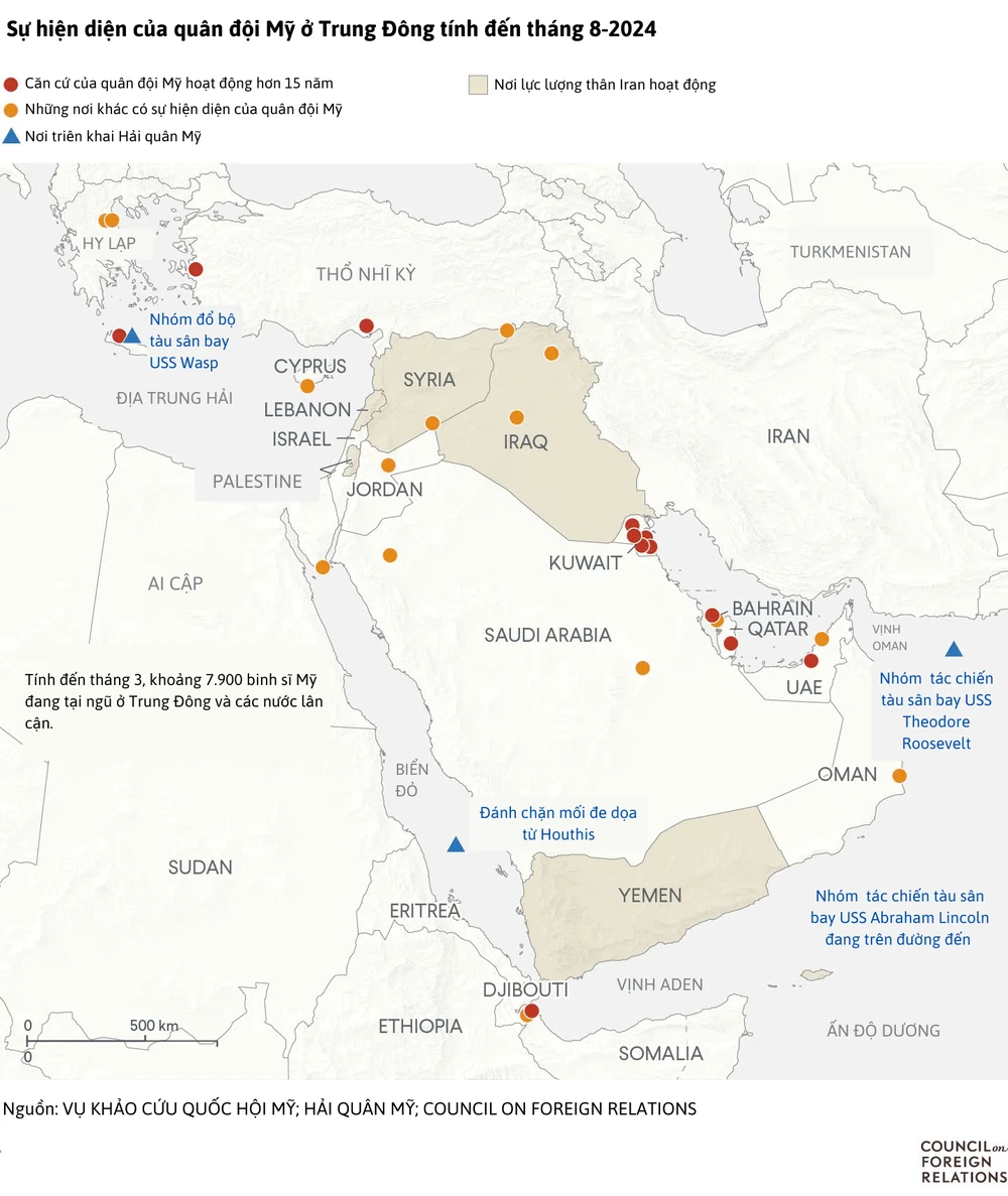 Mỹ gia tăng hiện diện quân sự ở Trung Đông trong bối cảnh căng thẳng khu vực leo thang.