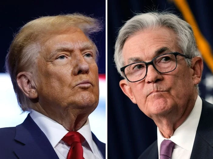 Tổng thống Mỹ Donald Trump (trái) và Chủ tịch Cục Dự trữ Liên bang Mỹ (Fed) Jerome Powell. Ảnh: GETTY IMAGES