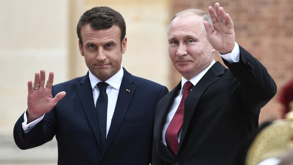 Tổng thống Nga Vladimir Putin và Tổng thống Pháp Emmanuel Macron. Ảnh: AFP
