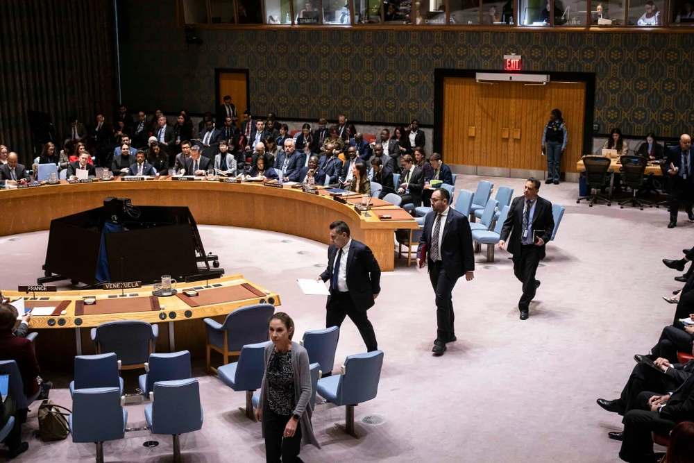 Cuộc họp của Hội đồng Bảo an Liên hợp quốc về Venezuela ngày 5-1. Ảnh: THE NEW YORK TIMES