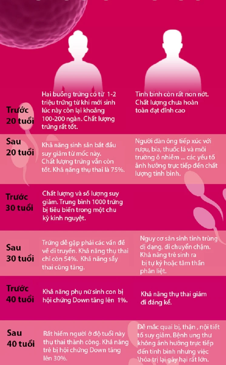 Chất lượng của trứng và tinh binh qua từng mốc thời gian ảnh 1