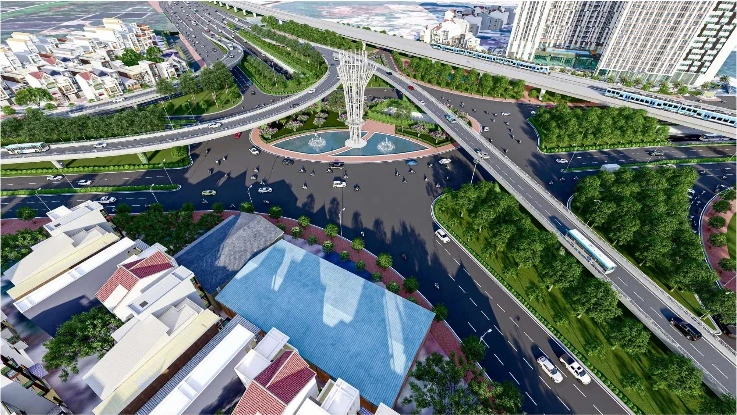 Phối cảnh nút giao thông An Phú. Khi hoàn thiện, đây sẽ là nút giao lớn nhất và đẹp nhất TP.HCM.