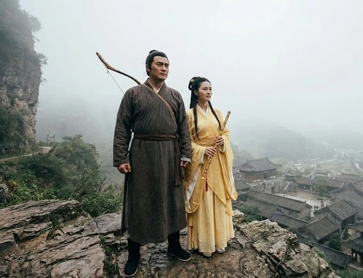 Cặp đôi Quách Tĩnh-Hoàng Dung trên phim.