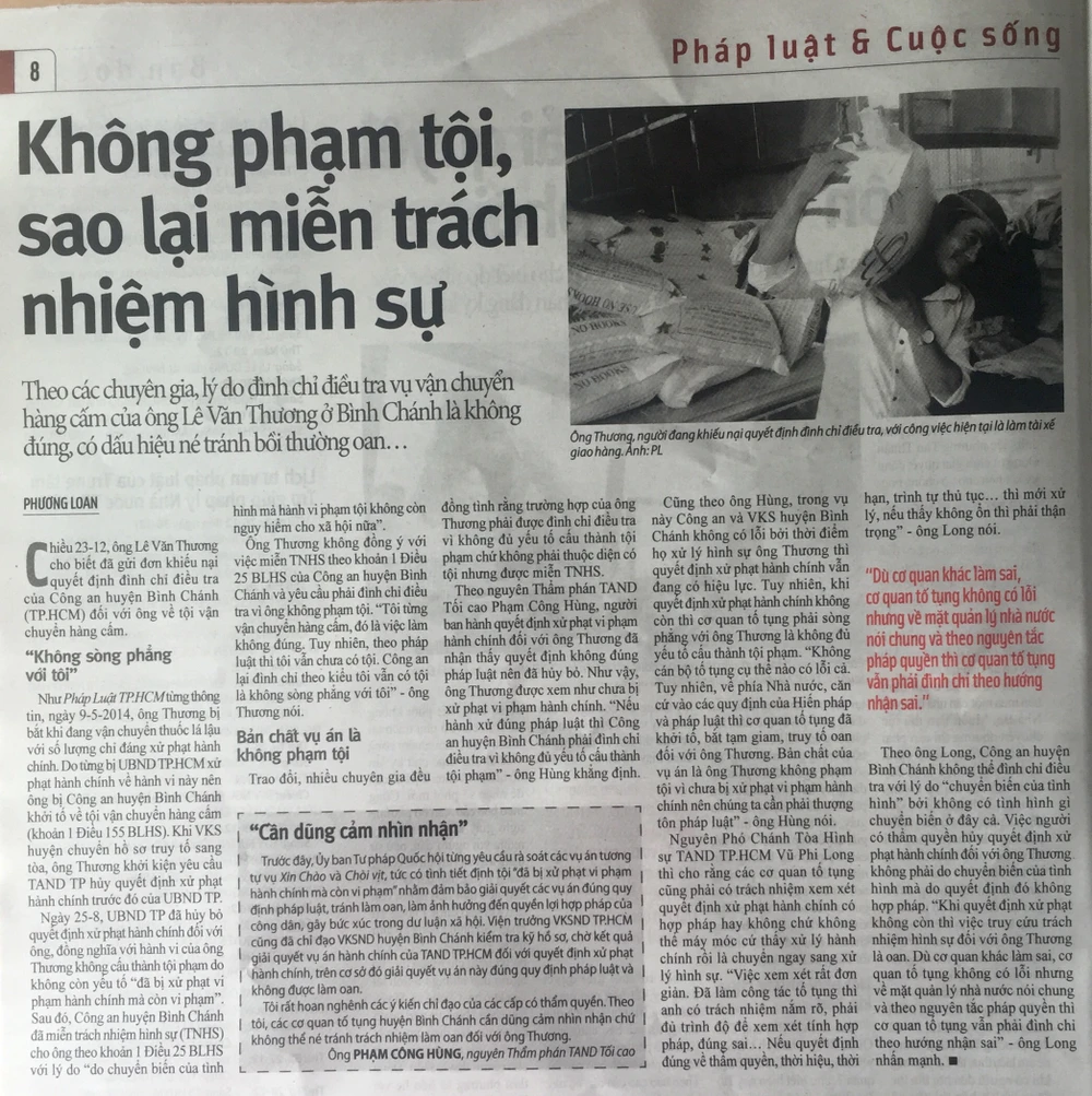 Đề nghị đình chỉ không tội một vụ án ở Bình Chánh