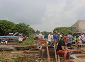 Bốn nhà dân bất ngờ đổ nhào xuống sông Cổ Chiên