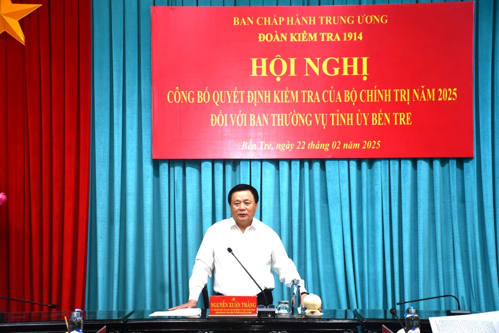 Công bố quyết định kiểm tra đối với Ban Thường vụ Tỉnh ủy Bến Tre