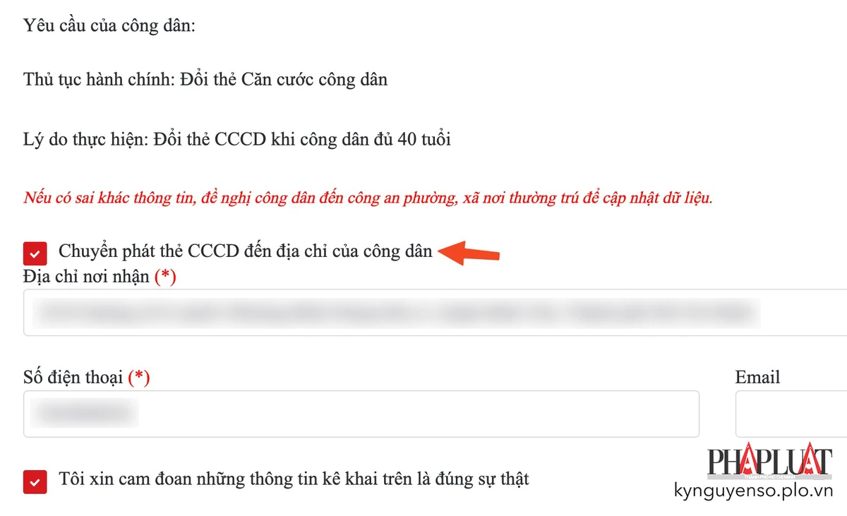 Chuyển phát CCCD về tận nhà. Ảnh: MINH HOÀNG Chuyển phát CCCD về tận nhà. Ảnh: MINH HOÀNG