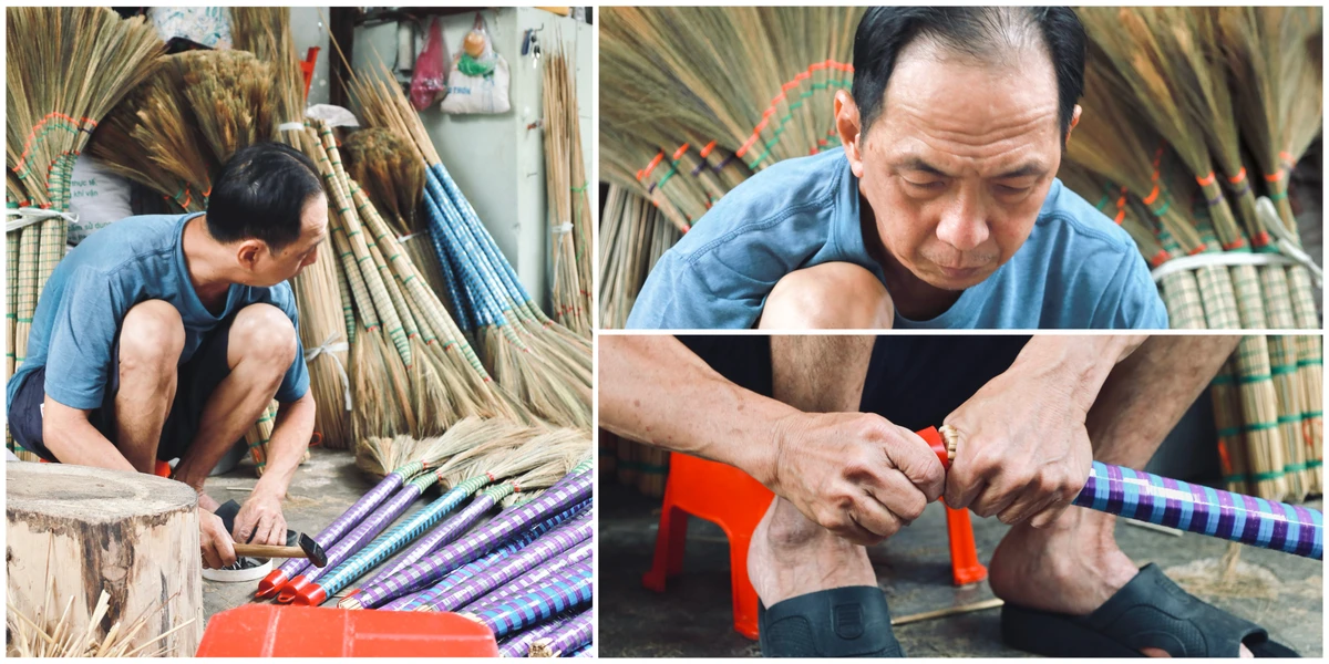 Mỗi người một việc, tùy theo sức của mình, làng chổi đót vẫn tất bật chuẩn bị cho những đợt hàng cuối năm. Ảnh: DI LINH https://plo.vn/lang-choi-dot-duy-nhat-giua-long-tp-hcm-vao-vu-tet-post770505-5.jpeg