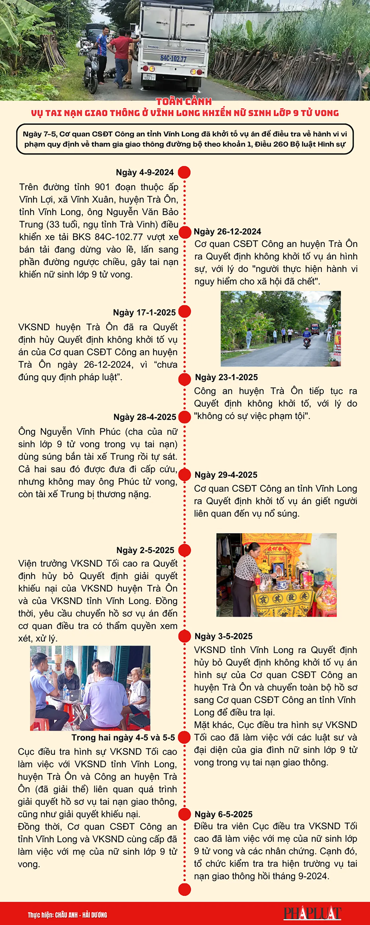 Toàn cảnh vụ tai nạn giao thông ở tỉnh Vĩnh Long khiến nữ sinh lớp 9 tử vong