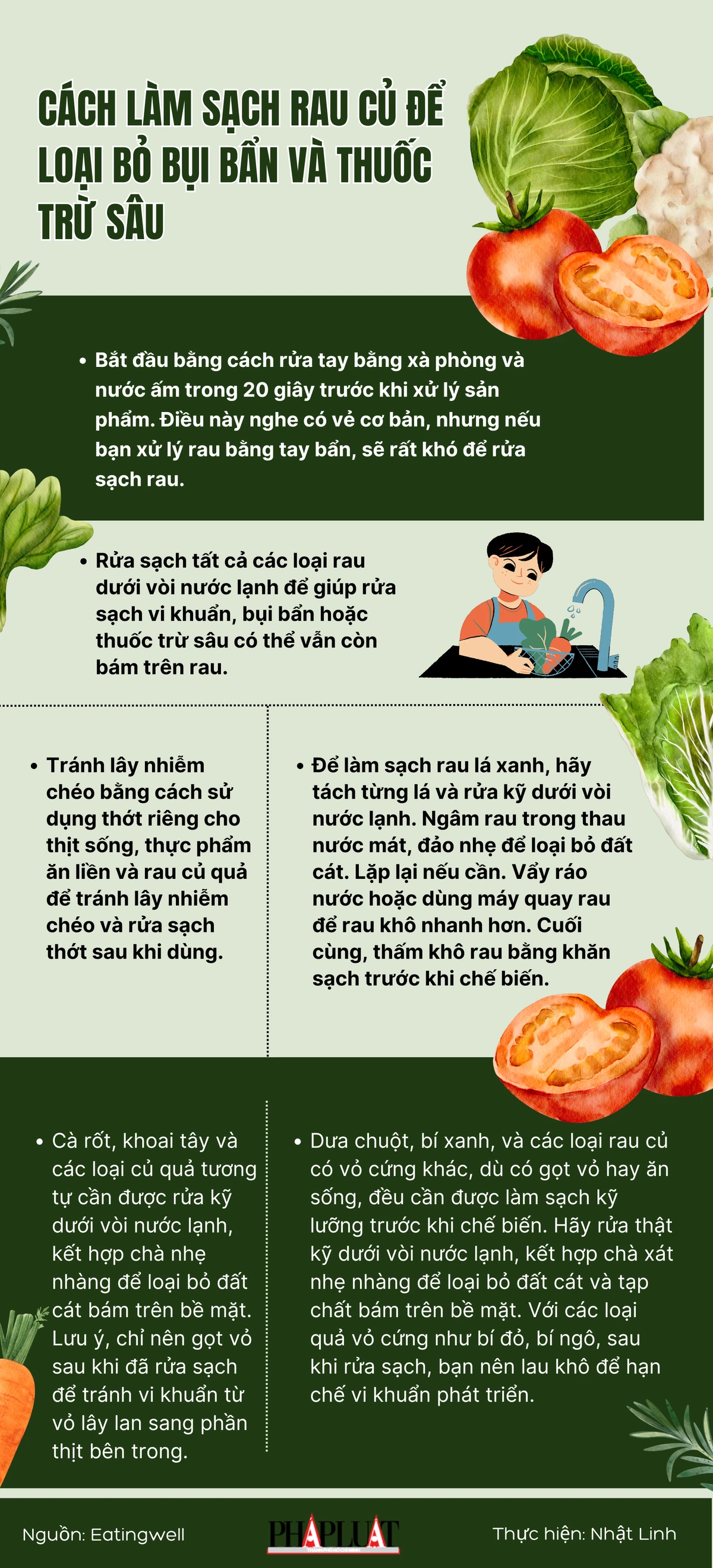Cách làm sạch rau củ để loại bỏ bụi bẩn và thuốc trừ sâu