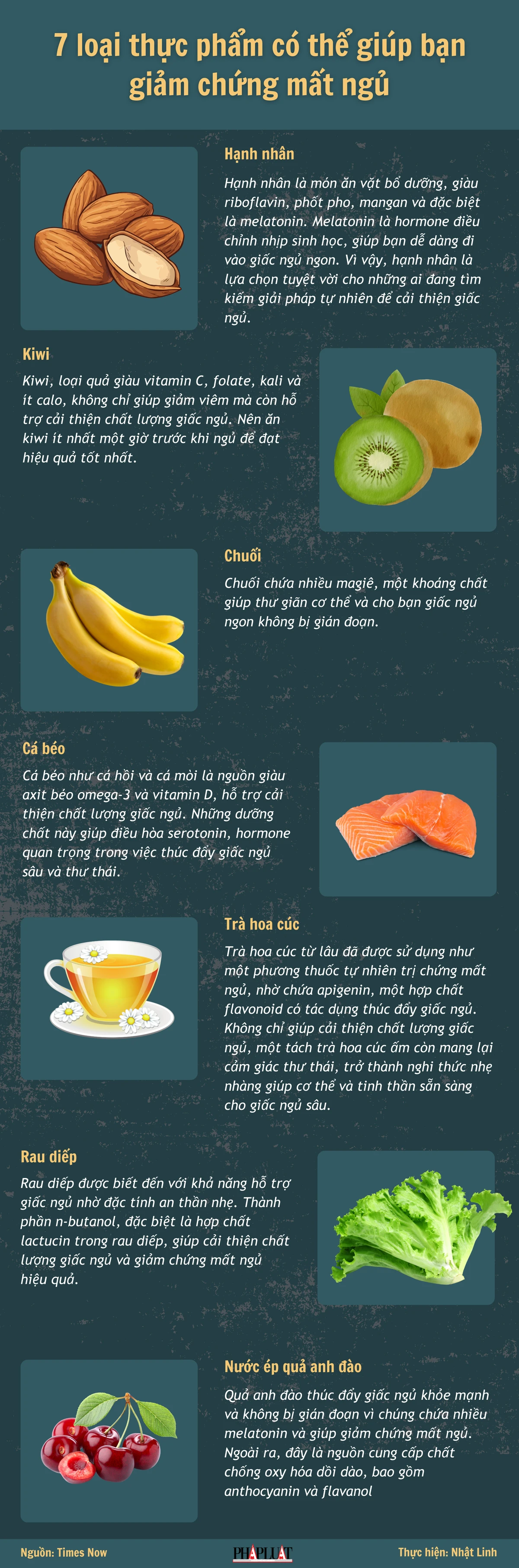 7 loại thực phẩm có thể giúp bạn giảm chứng mất ngủ