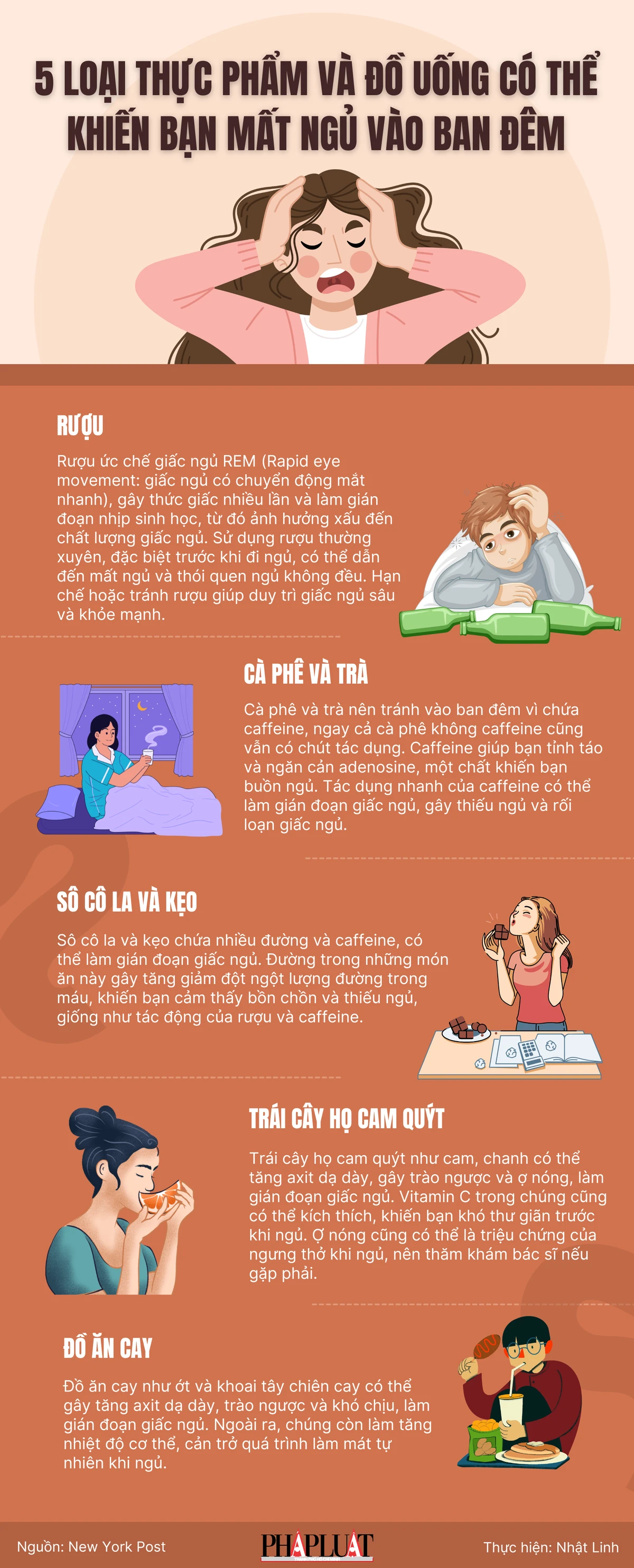 5 loại thực phẩm và đồ uống có thể khiến bạn mất ngủ vào ban đêm