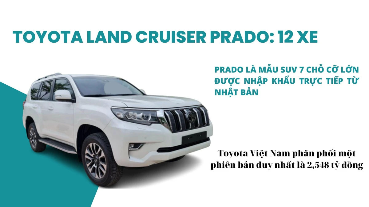 Toyota Land Prado là cái tên xếp vị trí thứ ba trong tổng số những mẫu xe bán ế ẩm của 2 tháng đầu năm 2023. Toyota Land Prado là cái tên xếp vị trí thứ ba trong tổng số những mẫu xe bán ế ẩm của 2 tháng đầu năm 2023.
