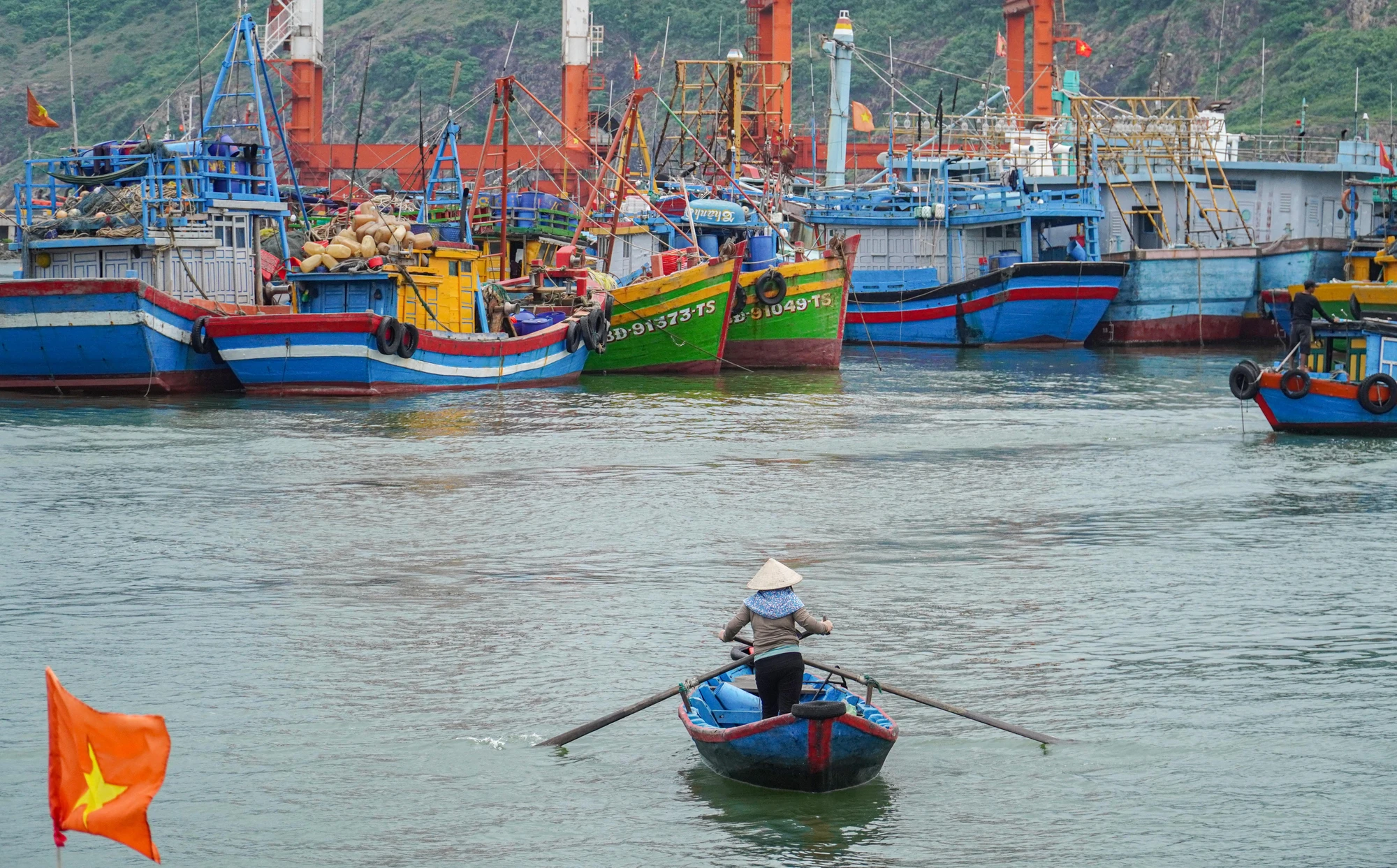Do thời tiết thuận lợi, nên chủ tàu cùng bạn thuyền đều vui vẻ. "Năm nay ai cũng trúng cá sọc, cá bò nên phấn khởi" - thuyền trưởng Trần Đình Nguyên, ngụ phường Quy Nhơn chia sẻ. DTH04770.jpg