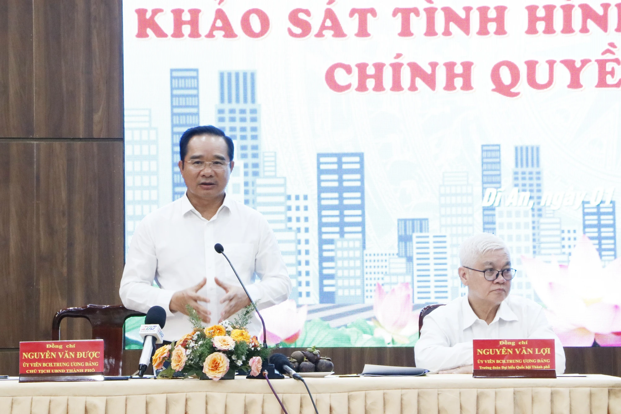 Chủ tịch UBND TP.HCM Nguyễn Văn Được ph&aacute;t biểu tại buổi l&agrave;m việc. Ảnh: L&Ecirc; &Aacute;NH