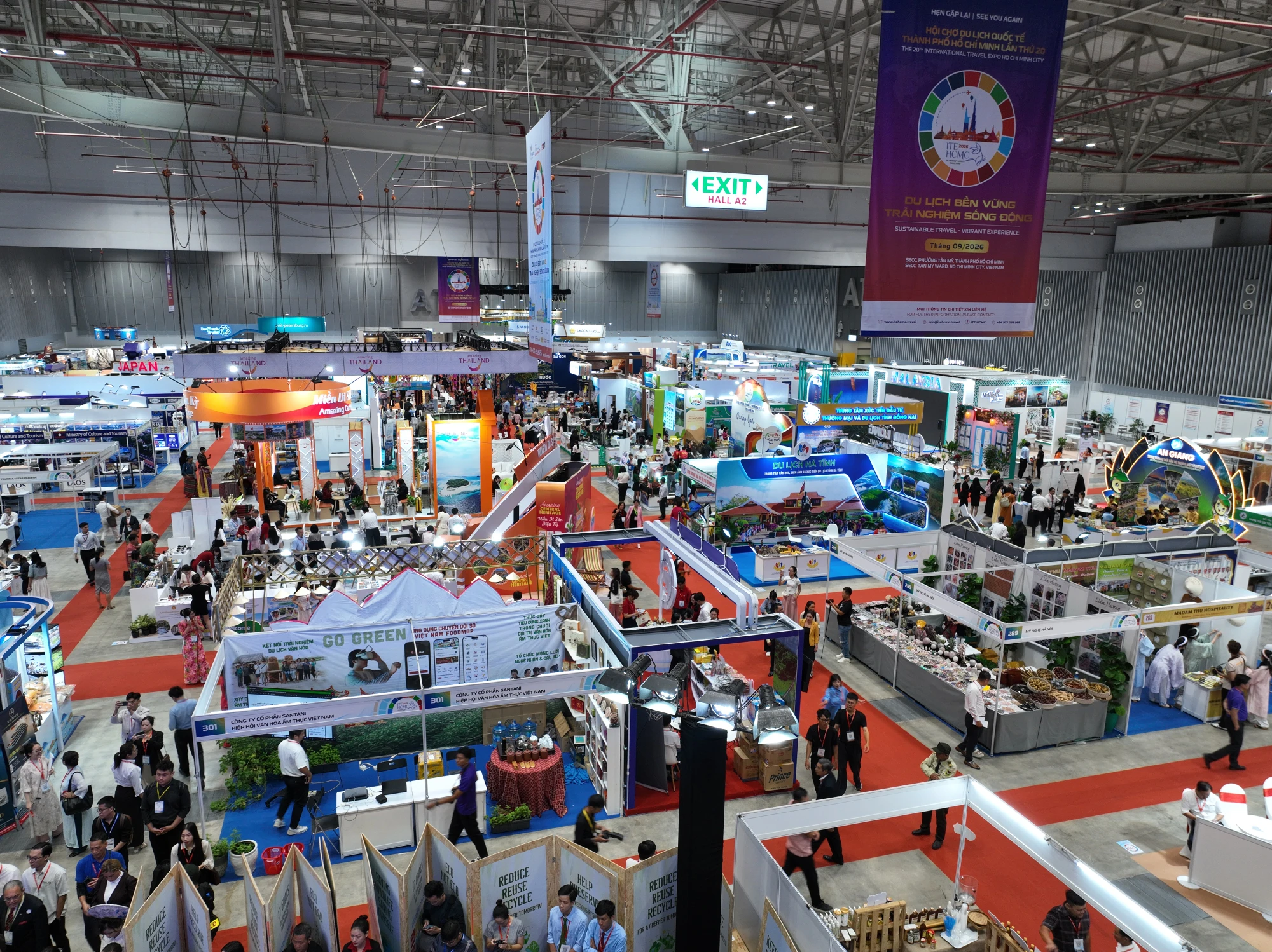 Hội chợ Du lịch quốc tế TP.HCM lần thứ 19 với 500 đơn vị và thương hiệu tham gia triển lãm tại 402 gian hàng. Ảnh: TT.