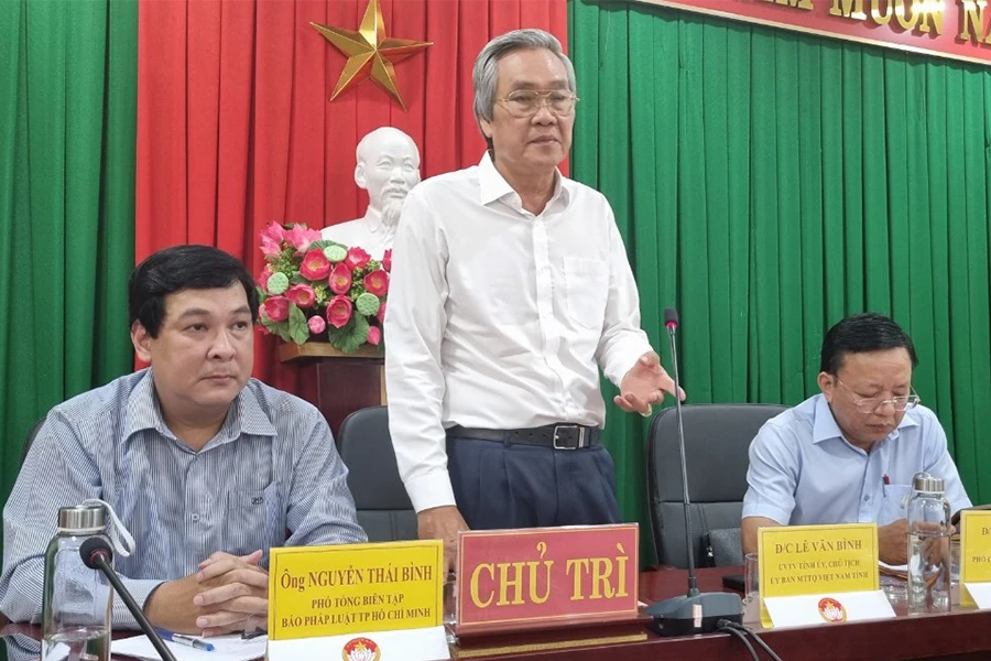 Ông Lê Văn Bình, Ủy viên Ban Thường vụ Tỉnh ủy, Chủ tịch Ủy ban MTTQ Việt Nam tỉnh Ninh Thuận, đánh giá đây là một chương trình rất có ý nghĩa. Ảnh: HUỲNH HẢI Ông Lê Văn Bình, Ủy viên Ban Thường vụ Tỉnh ủy, Chủ tịch Ủy ban MTTQ Việt Nam tỉnh Ninh Thuận, đánh giá đây là một chương trình rất có ý nghĩa. Ảnh: HUỲNH HẢI