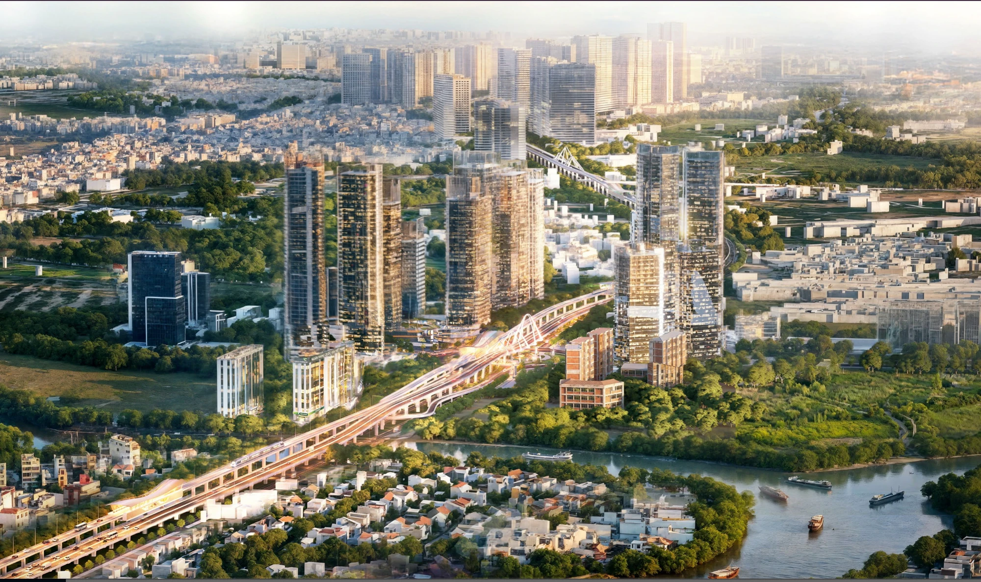 Ngắm phối cảnh tuyến đường trên cao đẹp như mơ ở phía Nam TP.HCM