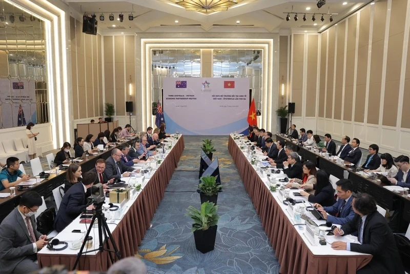 Quang cảnh Hội nghị Bộ trưởng Đối tác kinh tế Việt Nam - Úc lần thứ ba tổ chức vào tháng 4. Ảnh: NHÂN DÂN