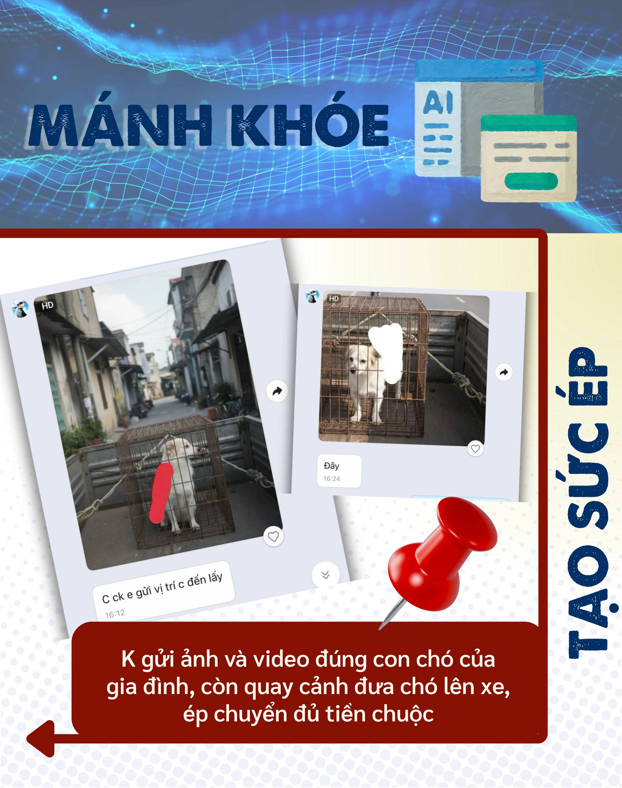ẢNH GHÉP 2 - K gửi ảnh và clip đúng con chó của gia đình, còn quay cảnh đưa chó lên xe, ép phải chuyển đủ tiền chuộc.png