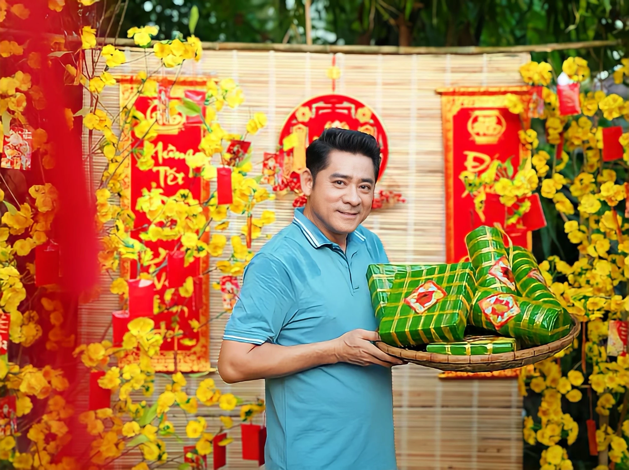 diễn viên huỳnh anh tuấn nấu bánh tét