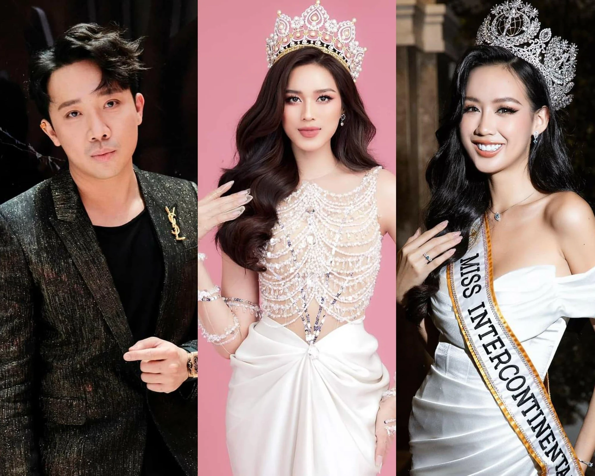 Từ trái sang: MC Trấn Thành, Hoa hậu Đỗ Thị Hà và Lê Nguyễn Bảo Ngọc. Ảnh: NSCC