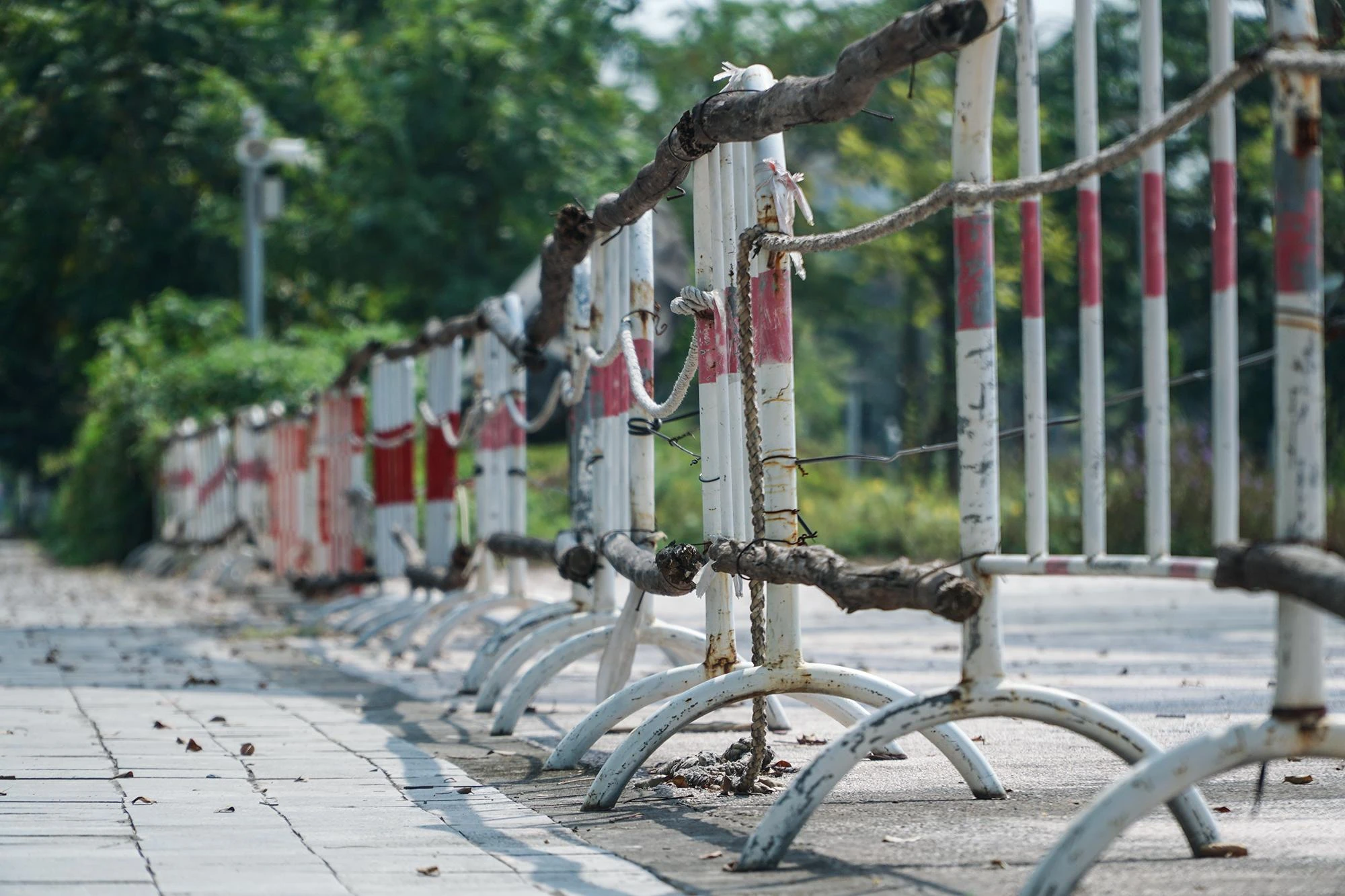 Hiện nay, mọi lối vào công viên đều được bịt kín bằng các rào bằng sắt, gỗ; có bảo vệ Hiện nay, mọi lối vào công viên đều được bịt kín bằng các rào bằng sắt, gỗ; có bảo vệ