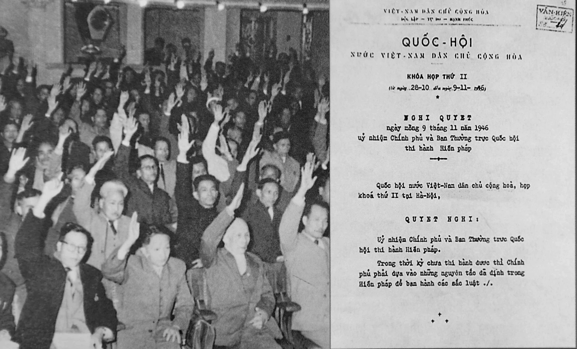 Hiến pháp 1946 đặt quyền con người, quyền công dân là mục tiêu phục vụ của Nhà nước. Ảnh: TƯ LIỆU Hiến pháp 1946 đặt quyền con người, quyền công dân là mục tiêu phục vụ của Nhà nước. Ảnh: TƯ LIỆU