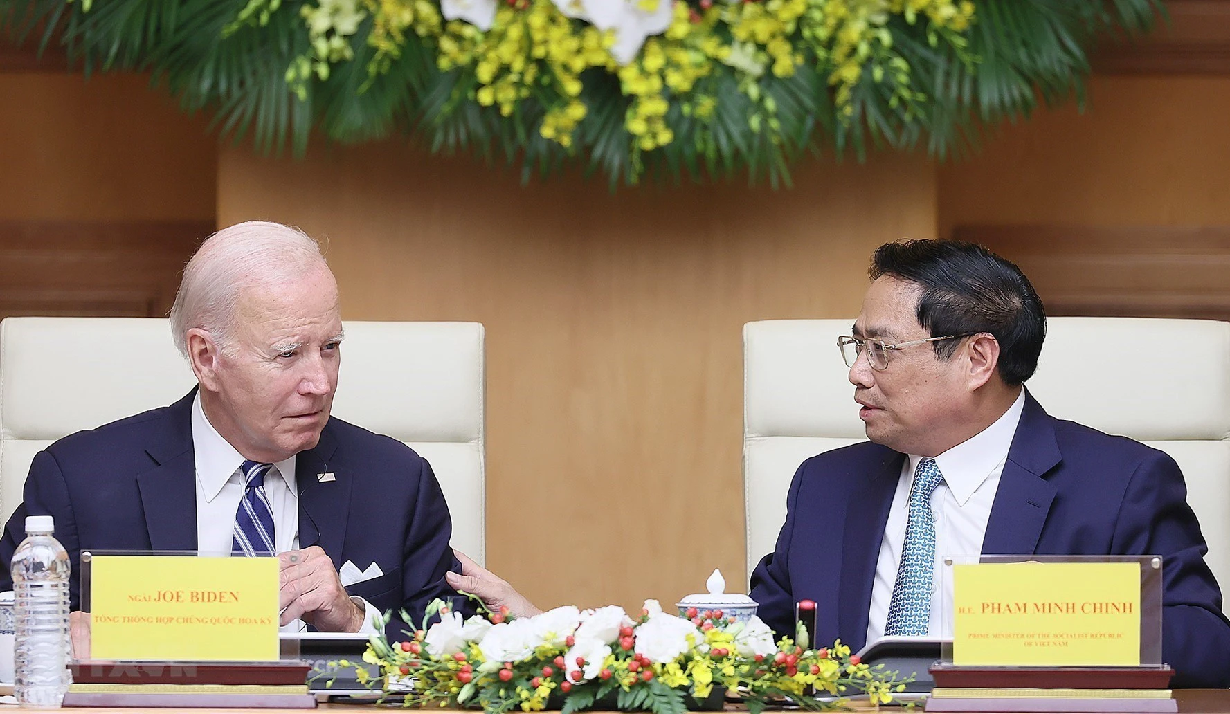Tổng thống Mỹ Joe Biden và Thủ tướng Phạm Minh Chính dự Hội nghị cấp cao Việt Nam - Hoa Kỳ về Đầu tư và Đổi mới sáng tạo. Ảnh: TTXVN Tổng thống Mỹ Joe Biden và Thủ tướng Phạm Minh Chính dự Hội nghị cấp cao Việt Nam - Hoa Kỳ về Đầu tư và Đổi mới sáng tạo. Ảnh: TTXVN