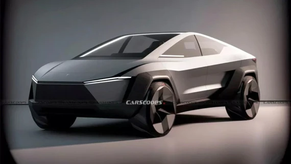 Xe điện 25.000 USD Tesla cũng muốn sản xuất ở Ấn Độ có thể có thiết kế giống Cybertruck. Ảnh Carscoops. Tesla- se- san- xuat -he- thong- luu- tru-pin-o-an-do-1.jpg