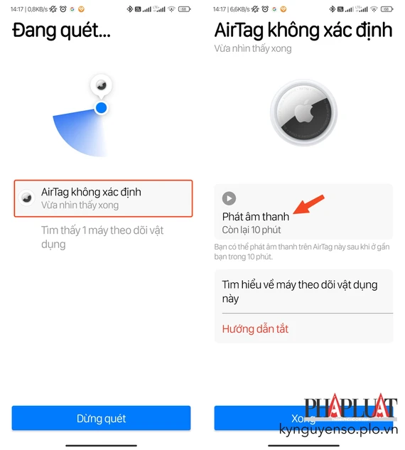 Cách phát hiện và vô hiệu hóa thiết bị theo dõi bằng Tracker Detect. Ảnh: TIỂU MINH Cách phát hiện và vô hiệu hóa thiết bị theo dõi bằng Tracker Detect. Ảnh: TIỂU MINH