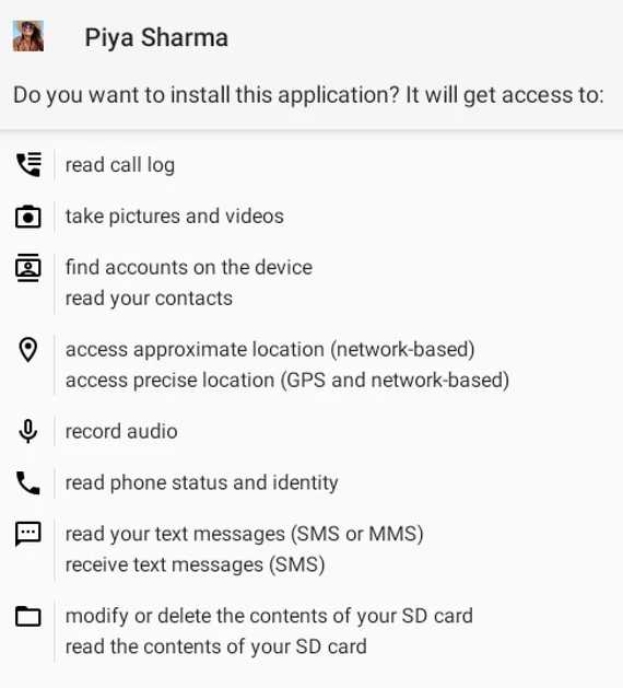 Những quyền hạn mà ứng dụng YouTube giả mạo yêu cầu. Ảnh: SentinelLabs Những quyền hạn mà ứng dụng YouTube giả mạo yêu cầu. Ảnh: SentinelLabs