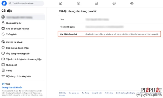 Cách cài đặt tưởng nhớ tài khoản Facebook. Ảnh: TIỂU MINH Cách cài đặt tưởng nhớ tài khoản Facebook. Ảnh: TIỂU MINH